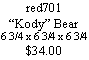 Text Box: red701Kody Bear6 3/4 x 6 3/4 x 6 3/4$34.00