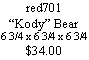 Text Box: red701“Kody” Bear6 3/4 x 6 3/4 x 6 3/4$34.00